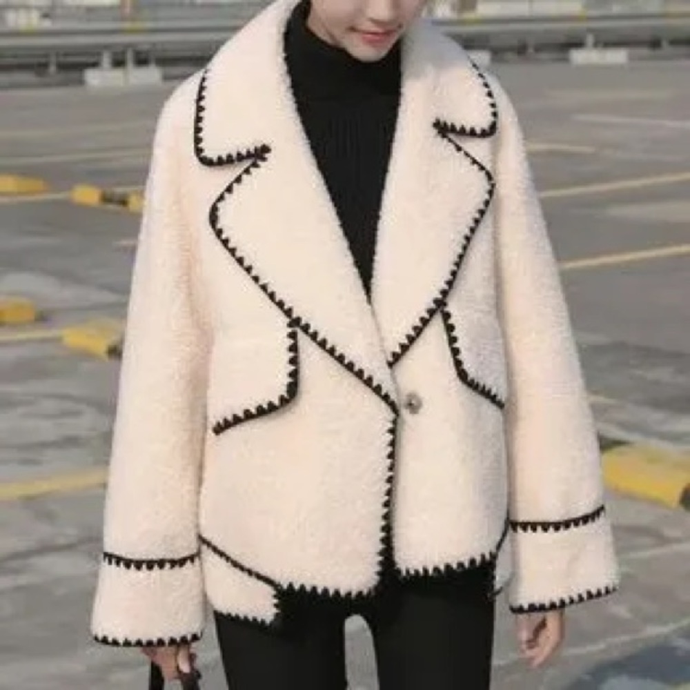 Commense Embroidered Trim Fleece Kimono Jacket - Picture 3 of 16